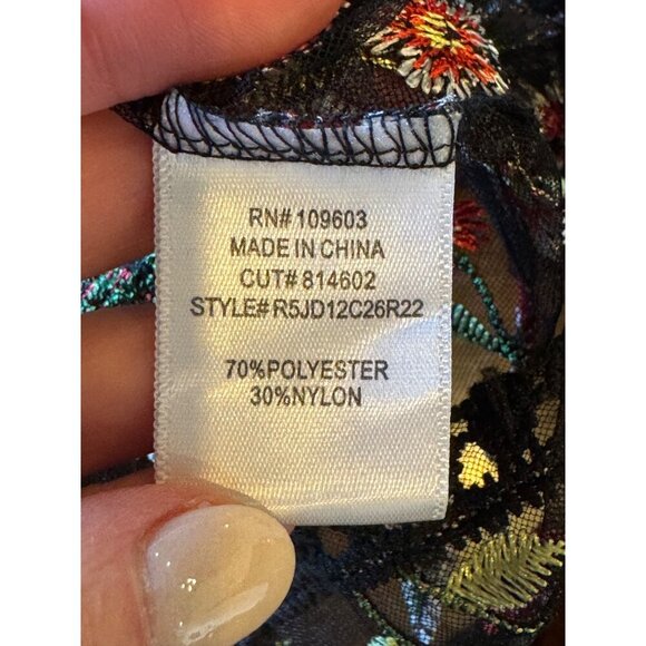 Rabbit Rabbit Rabbit Cardigan Women 3X Black Floral Embroidered‎ Mesh Cardigan - Picture 11 of 12